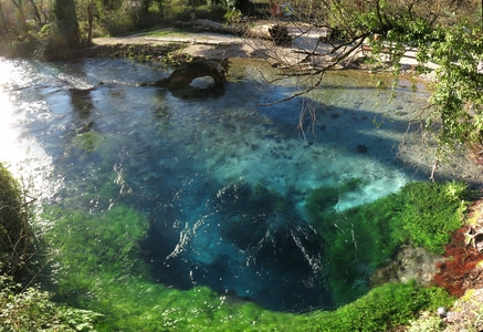 The "Blue Eye", where water from an underground river reaches the surface