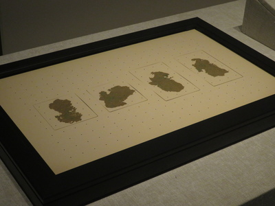 Remnants of Baqiao paper, from the Han Dynasty (202 BC - 220 AD), the earliest plant-fiber paper ever found in the world, in the Shaanxi History Museum in Xi'an