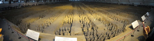 The Terracotta Army in Pit 1 (the largest pit) of the Mausoleum of the First Qin Emperor
