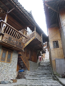 Wooden houses of Upper Langde Miao village, along the Bala river between Kaili and Leishan