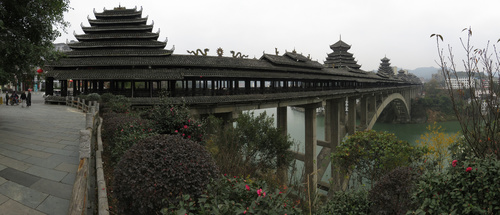 Sanjiang Wind and Rain Bridge across the Xun river