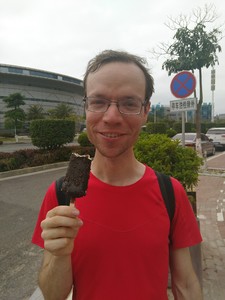 Finally having ice cream in t-shirt weather in Fangchenggang, after 3 months in the cold