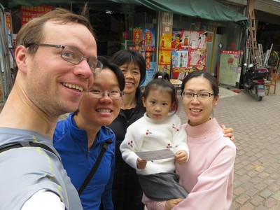 With Sunny (our Couchsurfing host in Fangchenggang), her daughter and her mother