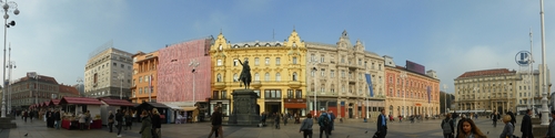 Statue of the Ban Josip Jelačić on the square of the same name. A 'ban' was something similar to a viceroy in Croatia. Josip Jelačić is regarded as a national hero in Croatia.