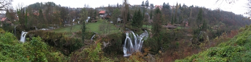 Water mill village Rastoke and cascading waterfalls in Slunj