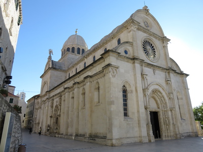 Cathedral of St. James in Šibenik. Taking over a hundred years to complete, the building was started in venetian gothic style and finished in toscan renaissance style, yet still looks very harmonic. Since 2000, it has been on the UNESCO World Heritage list.