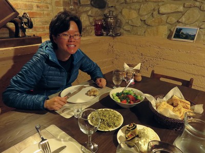 Hannah's birthday dinner (supra, or celebratory feast) at Toma's Wine Cellar in Kutaisi, that the owner Toma runs with his family in the basement of their house. We were given a tour of his wine cellar, where he makes his own wine, and then served SO MUCH GOOD FOOD! And wine. And chacha. We almost couldn't walk back to our guesthouse after the dinner.