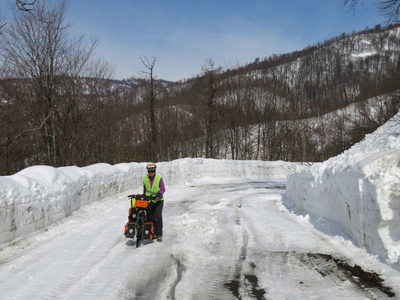 We had to push our bicycles up quite a number of stretches of the road up to the pass