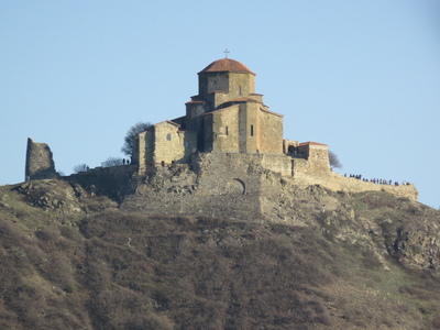 Jvari Monastery, a historic monastery dating back to the 6th century, built on a rocky hilltop on the other side of the Aragvi river from Mtskheta. Accounts say that it was in this location that St. Nino, a female evangelist from Cappadocia, erected a large wooden cross at the beginning of her ministry in the ancient Georgian kingdom of Iberia, that resulted in the Christianisation of the country in the early 4th century.