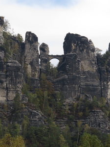 The Bastei rock formation and Bastei Bridge in Saxon Switzerland