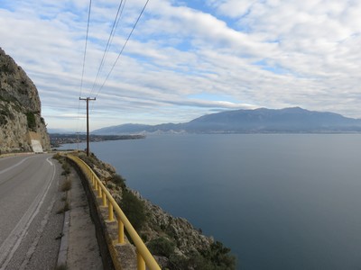 Road leading down to the Rio-Antirrio bridge to Patras