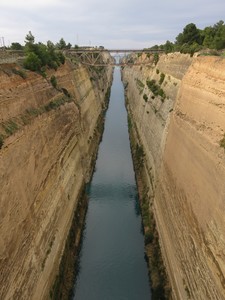 View of the Corinth Canal from the road bridge