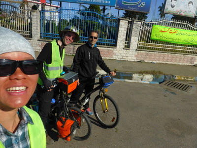Our host in Anzali, Mostafa, met us on the road about 10km before his house and pretended to be a stranger. It took us way too long (including this selfie) to figure out that he was actually our host...