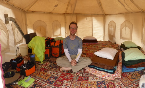 After a rough night of camping in the Aran va Bidgol city park, we decided to splurge on this luxury tent at the Matin Abad Eco-Resort