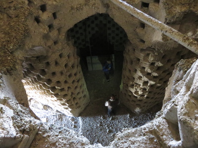 Inside a pigeon tower in Ghoortan village, between Isfahan and Varzaneh. This pigeon tower is still maintained by farmers (one of them opened it for us) and there are still pigeons living inside, and the ground is full of poop!