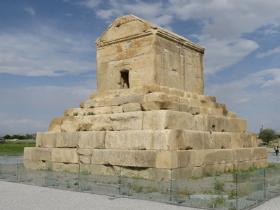 Tomb of Cyrus the Great in Pasargad, built around 540-530 BC. Cyrus the Great was the founder of the Achaemenid Empire, the first Persian Empire, and Pasargad was its capital city under his rule.