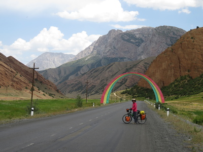 Rainbow in the mountains on the way to Gul'cha