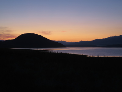 Toktogul lake at sunset