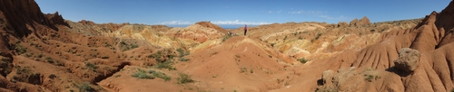 Skazka (Fairytale) Canyon, so named because of the fantastical shapes and colours of its rocks, in between Tamga and Bokonbaevo on the southern shore of lake Issyk-Kul