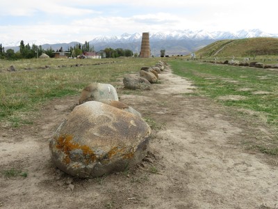 Petroglyphs in the open-air museum around the Burana Tower. The petroglyphs on display here have been collected from across the country.