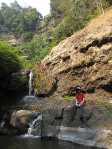 The furthest we could get to were these small waterfalls, but the tall Nam Sanam waterfall can be seen in the background, near Ban Nahin