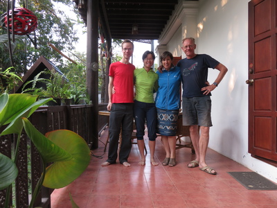 With our Warmshowers hosts Brieke and Jan in Vientiane. Hannah knows Brieke from a cycling event in 2012 when she was living in Vientiane, and our paths have diverged and crossed again, back in Vientiane.