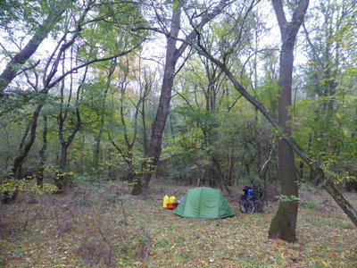 Our wild camp in a forest near Suchohrad at the Morava river