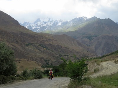 The mountainous landscape along the Panj river between Qalai Khumb and Khorog
