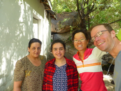 With Halima and her mother, whose home we stayed in for a night in Qalot, a village between Qalai Khumb and Khorog. Halima is studying geography in a university in Khorog (what an awesome subject to be studying in the Pamirs!) and was home for the summer holidays, helping at her family's restaurant where we enquired for a place to stay.