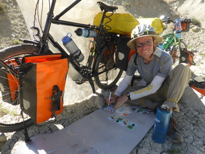 We reached our campsite between Jelondy and the Koitezek Pass (4272m) early in the afternoon, but did not want to ascend any further because of the altitude. We set up temporary shade from the sun to chill out in.
