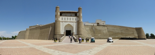 Ark citadel in Bukhara. From the 5th century onwards, the Ark was the fortified residence of the rulers of Bukhara, up until it was bombed by the Red Army in 1920. Nowadays, there are a few remaining royal quarters inside housing museums, but most of the Ark is in ruins and not accessible to the public.