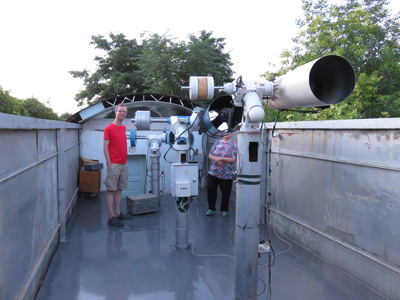 In our hosts' observatory in Kitob. They have four telescopes, which they use in the observation of space debris as part of the International Scientific Optical Network (ISON). Definitely one of our most unique Couchsurfing experiences!